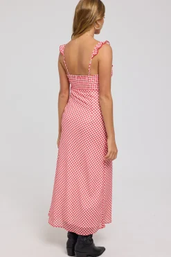 Ruby Frill Midi Dress Red Gingham