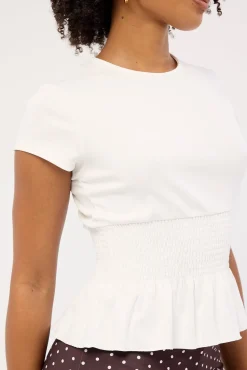 Ruched Baby Tee White