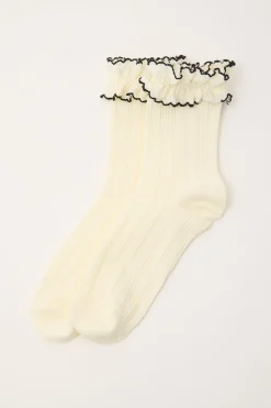 Ruffle Trim Socks Cream