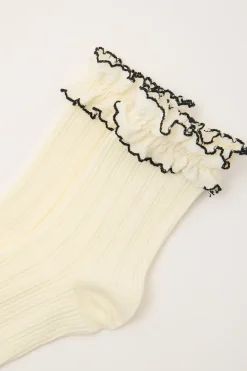 Ruffle Trim Socks Cream