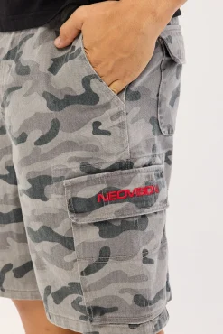 Rumble Elastic Waist Cargo Short Asphalt Camo