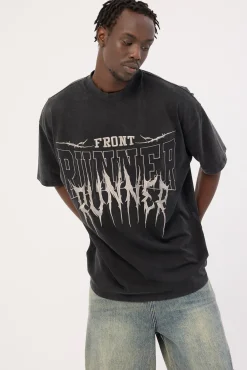 Runner Tattoo Tee Washed Black