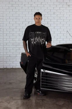 Runner Tattoo Tee Washed Black