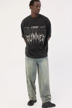Runner Tattoo Tee Washed Black