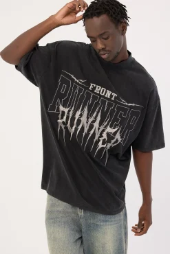 Runner Tattoo Tee Washed Black