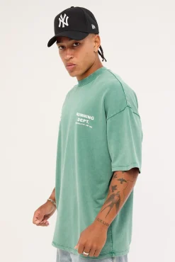 Running Dept Tee Emerald Green Wash