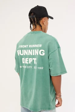 Running Dept Tee Emerald Green Wash