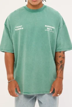Running Dept Tee Emerald Green Wash