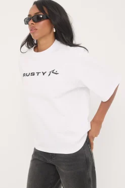 Rusty Essentials Cropped Boxy Tee White