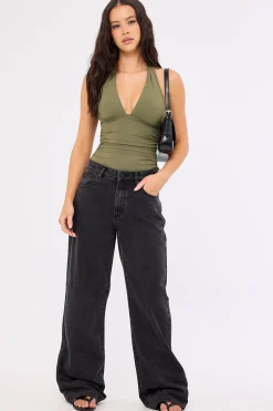 Ryder Halter Bodysuit Khaki