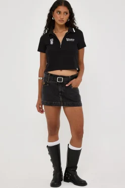 00s Micro Skirt Black Rinse