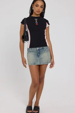 00s Micro Skirt Garbage Grime Blue