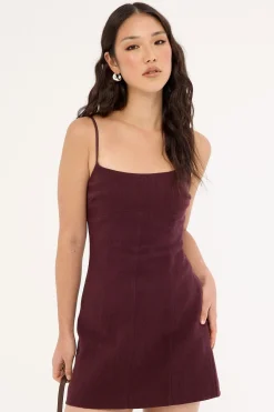 Sadie Linen Mini Dress Dark Choc