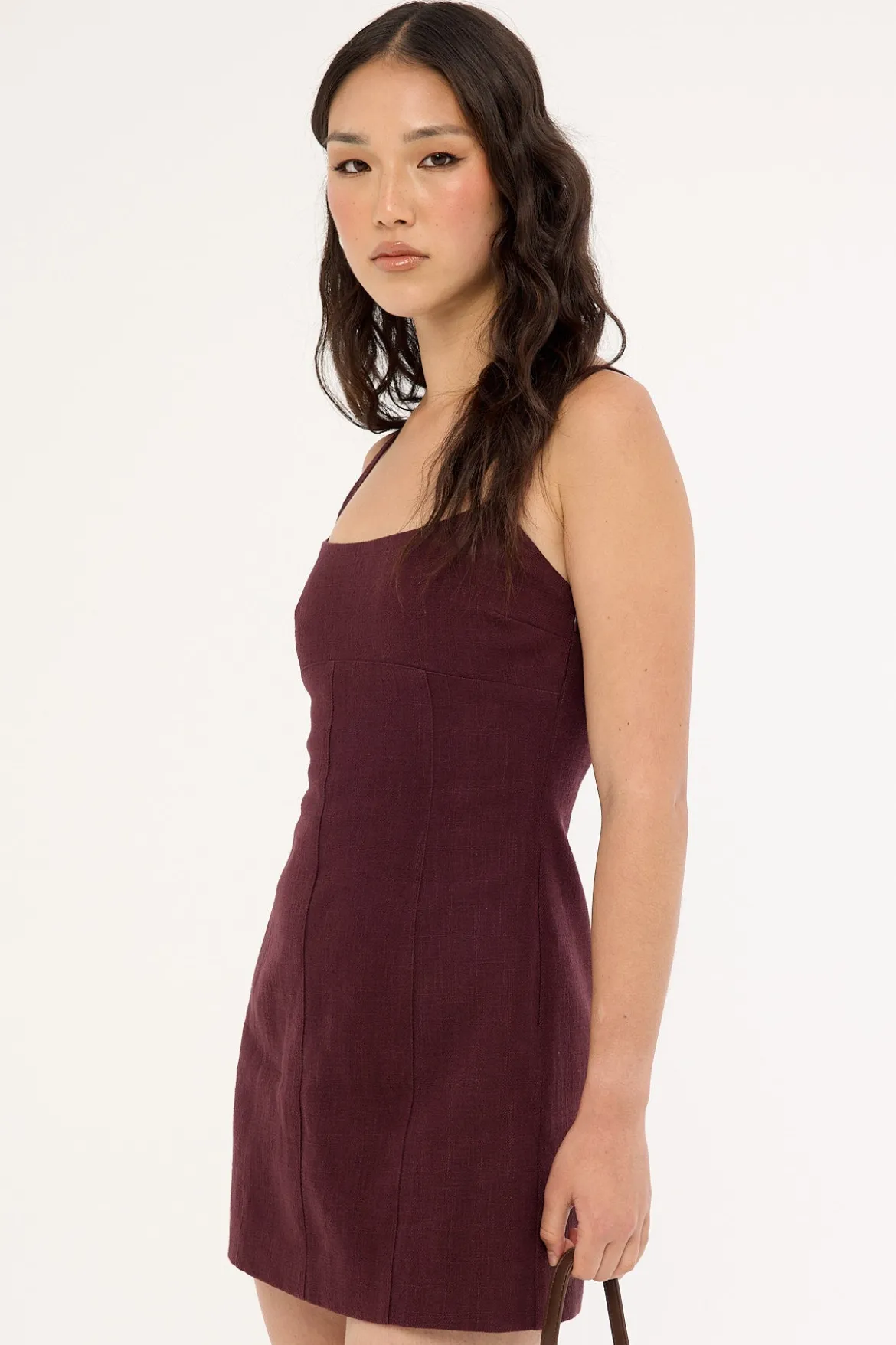 Sadie Linen Mini Dress Dark Choc