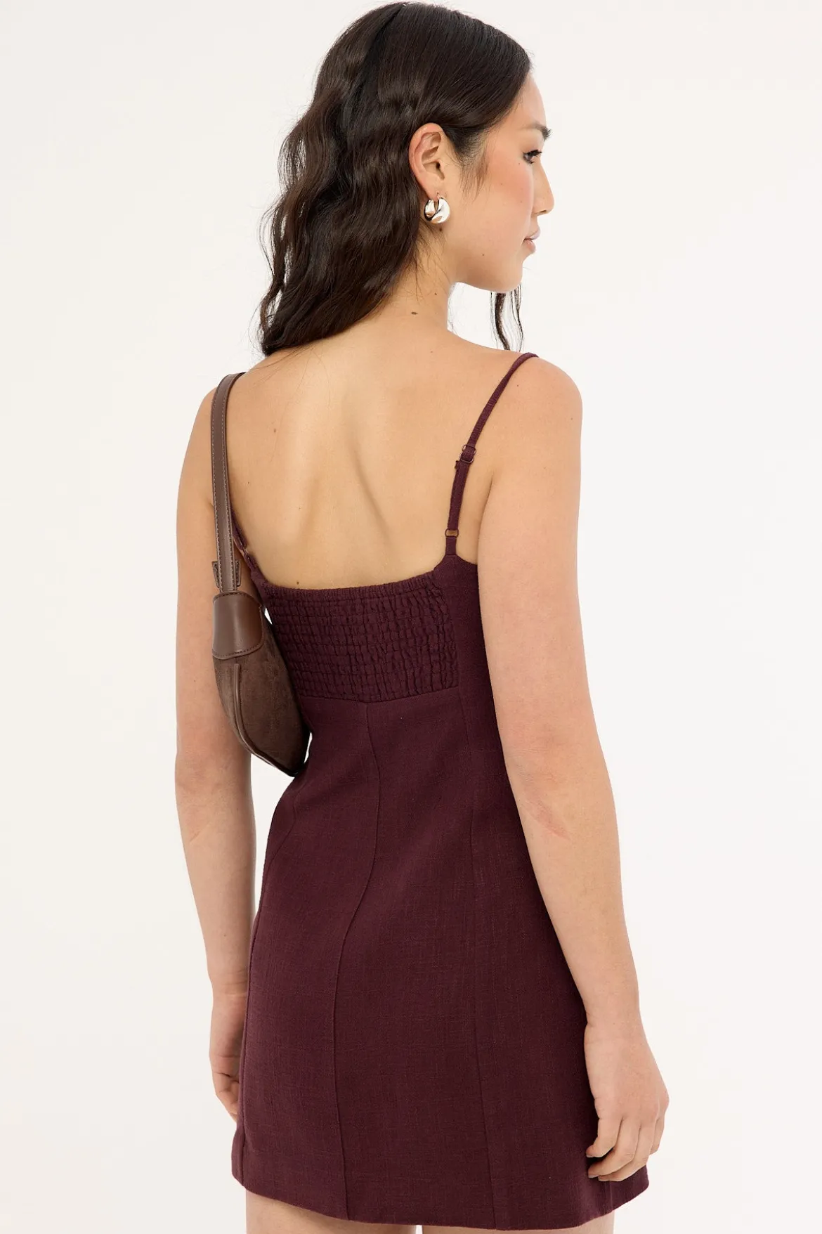 Sadie Linen Mini Dress Dark Choc