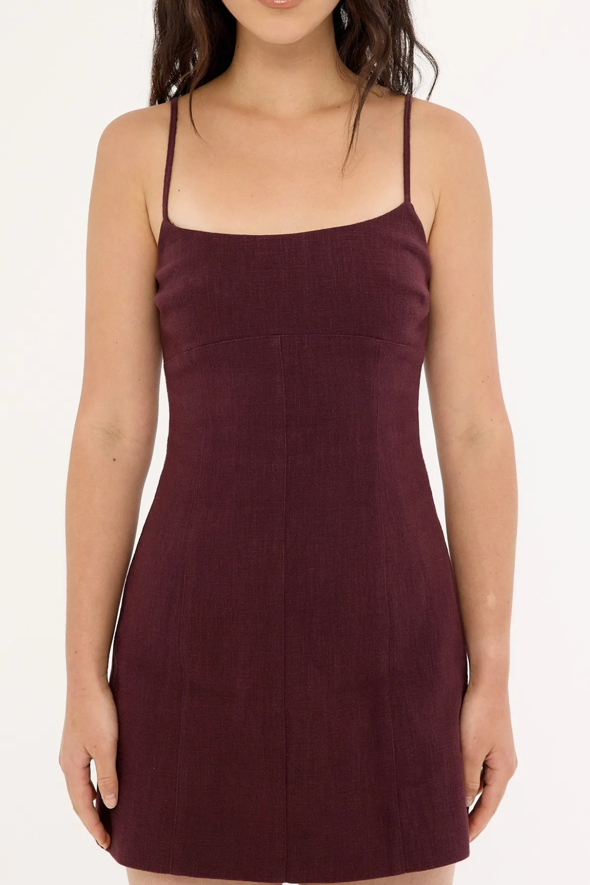 Sadie Linen Mini Dress Dark Choc