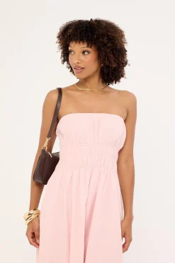 Saffron Strapless Maxi Dress Pink