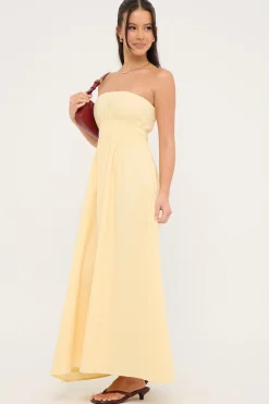 Saffron Strapless Maxi Dress Yellow