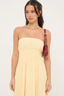 Saffron Strapless Maxi Dress Yellow