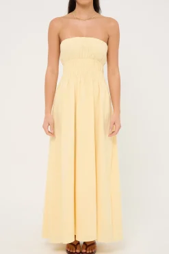 Saffron Strapless Maxi Dress Yellow