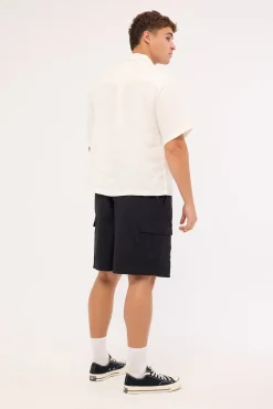 Sakura Cargo Elastic Waist Short Black