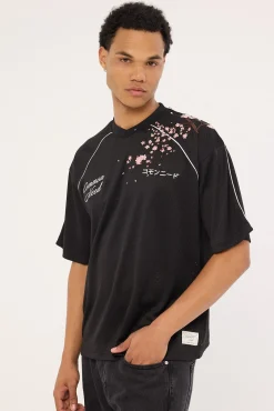 Sakura V Neck Jersey Off Black