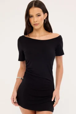 Sally Slouch Off Shoulder Dress Black