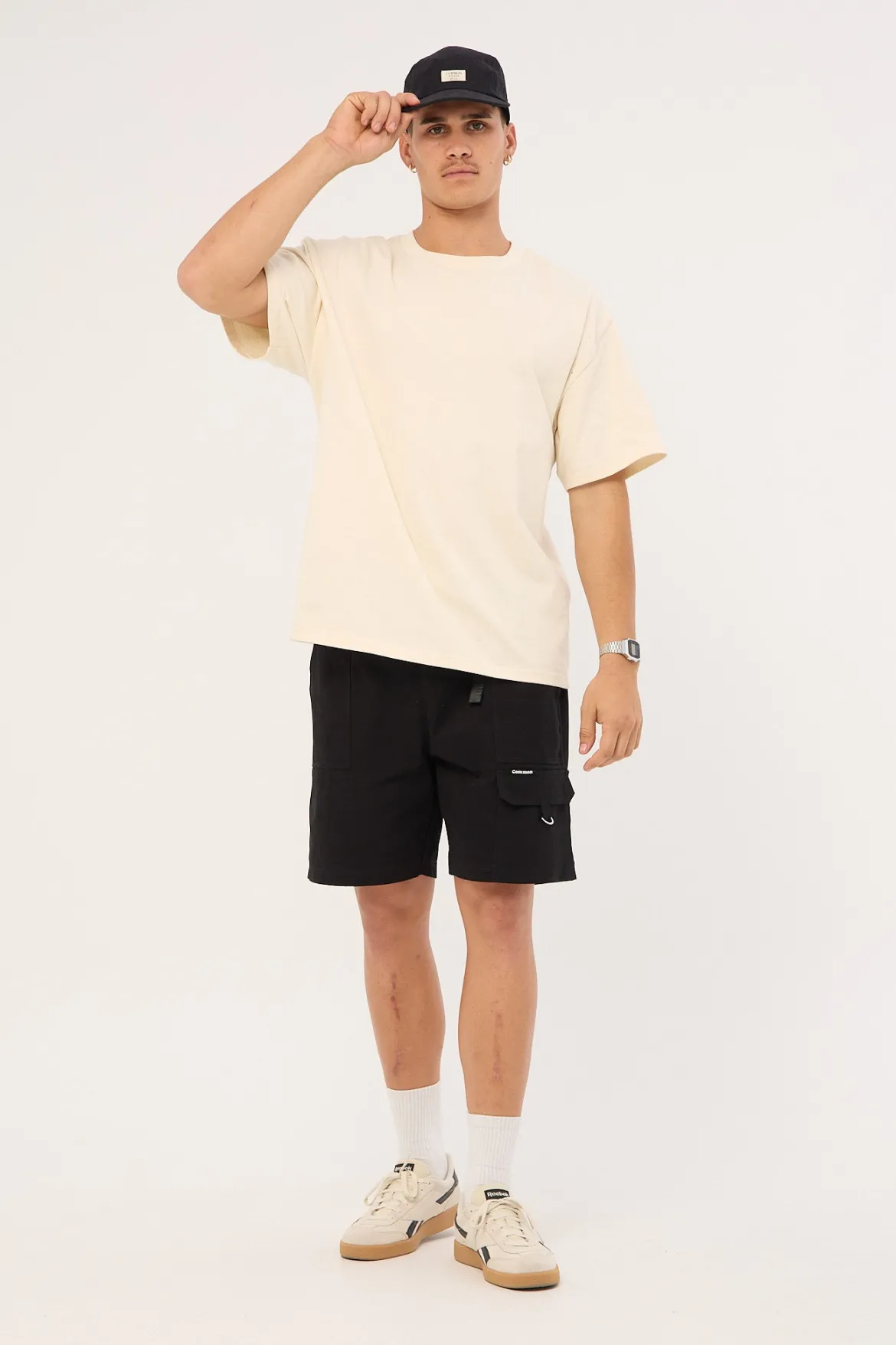 Sanctuary Organic Elastic Waist Cargo Short Black