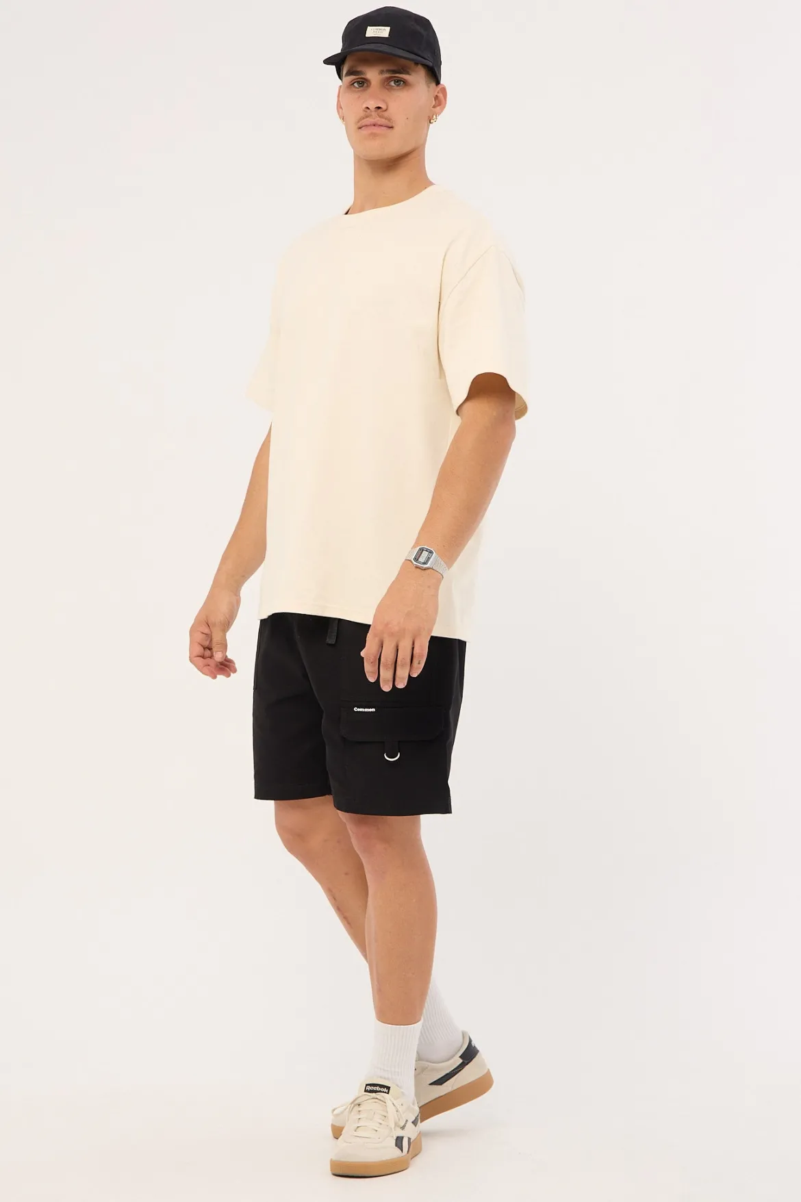 Sanctuary Organic Elastic Waist Cargo Short Black