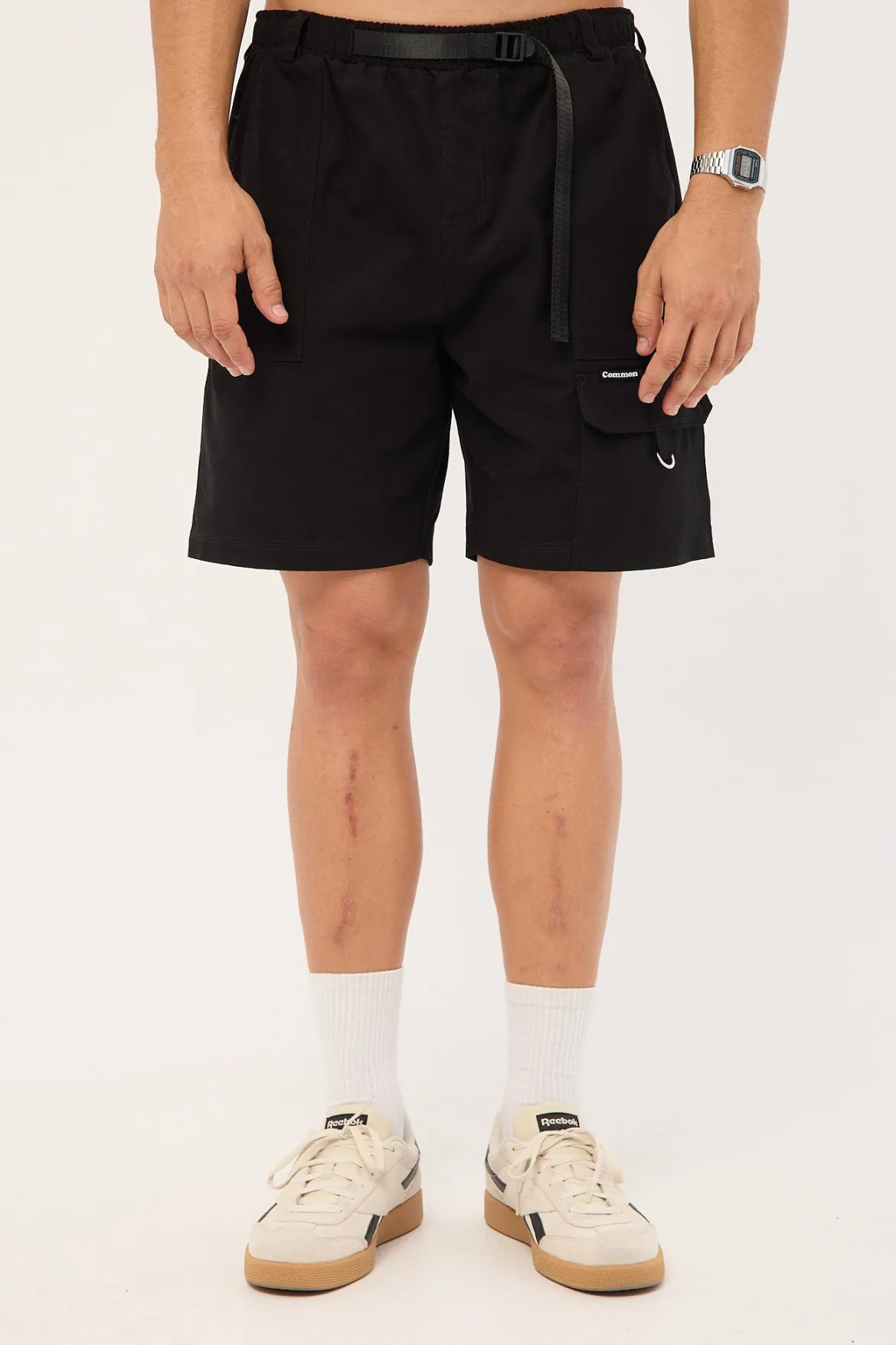 Sanctuary Organic Elastic Waist Cargo Short Black