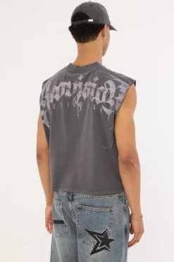 Sanctum Cropped Muscle Tank Washed Black