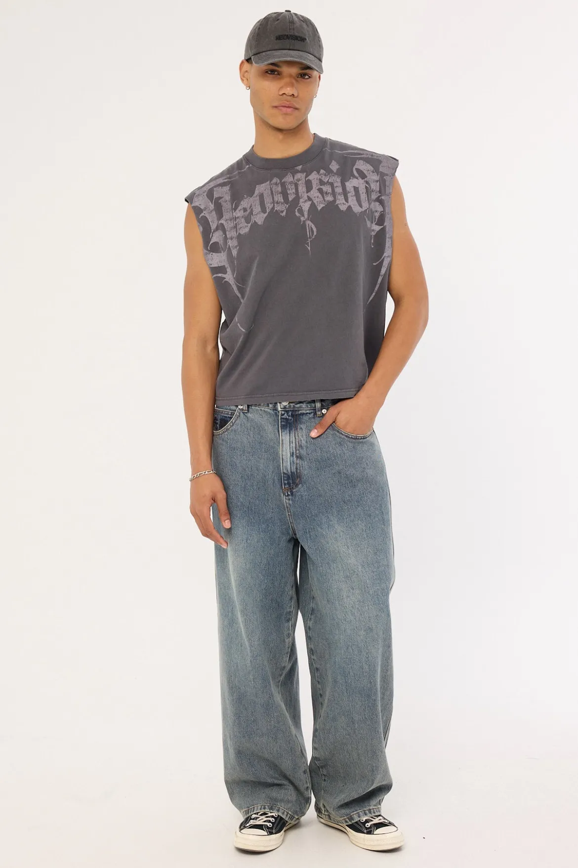 Sanctum Cropped Muscle Tank Washed Black