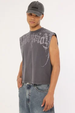 Sanctum Cropped Muscle Tank Washed Black