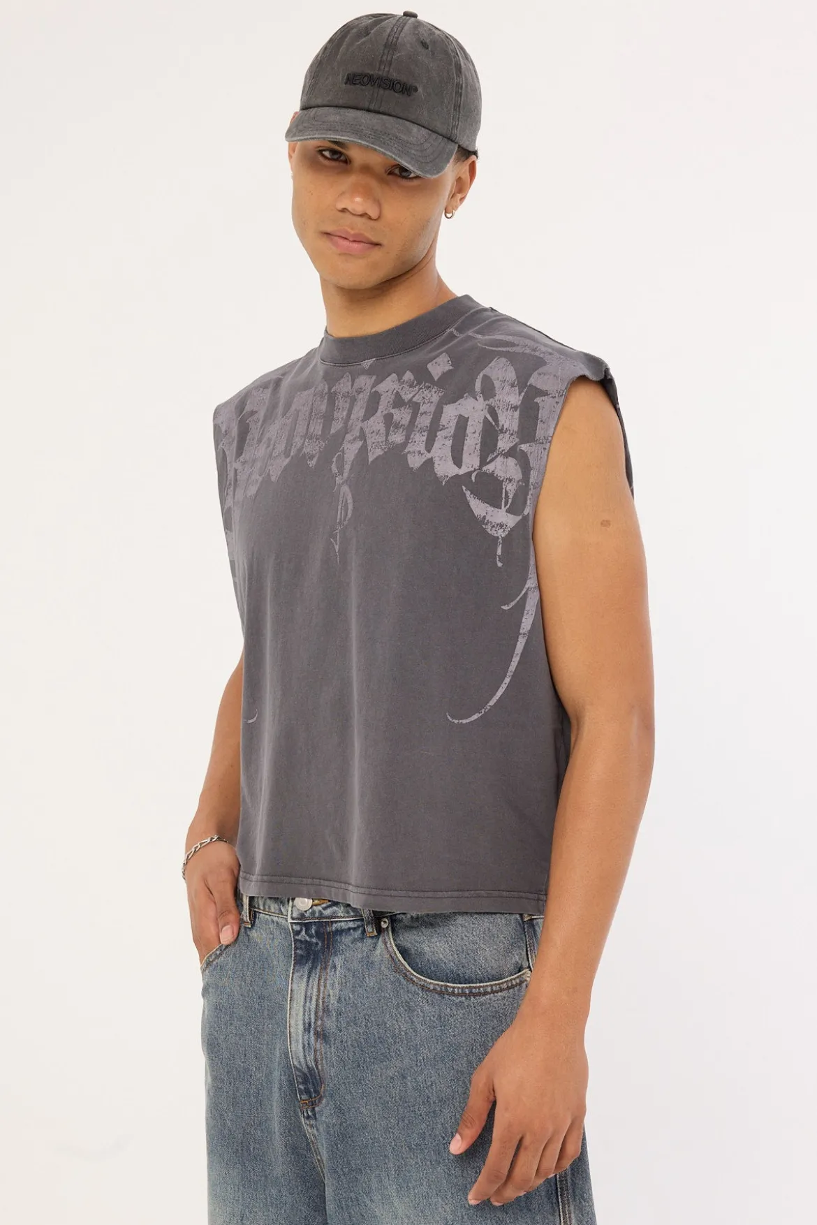 Sanctum Cropped Muscle Tank Washed Black
