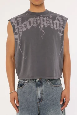 Sanctum Cropped Muscle Tank Washed Black