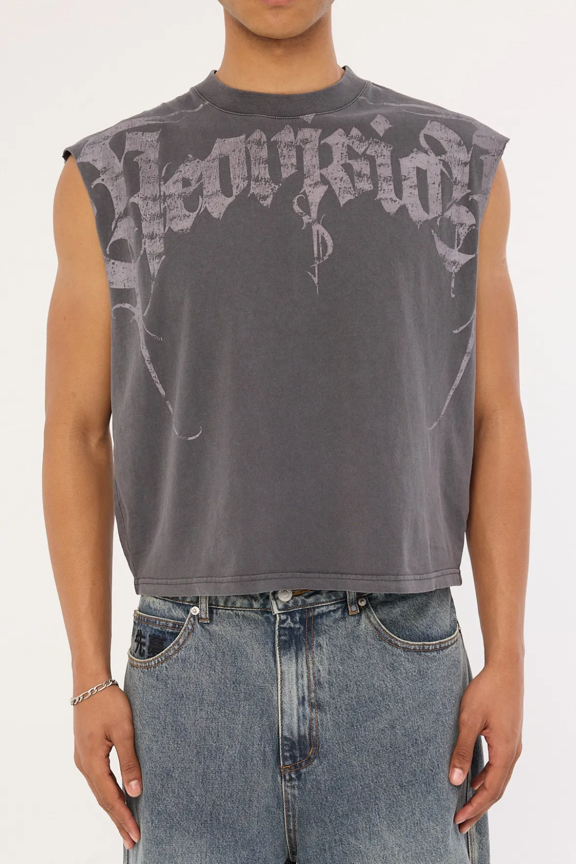 Sanctum Cropped Muscle Tank Washed Black