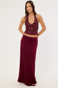 Sarinem Skirt Satin Burgundy