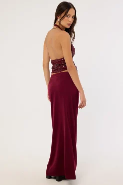 Sarinem Skirt Satin Burgundy
