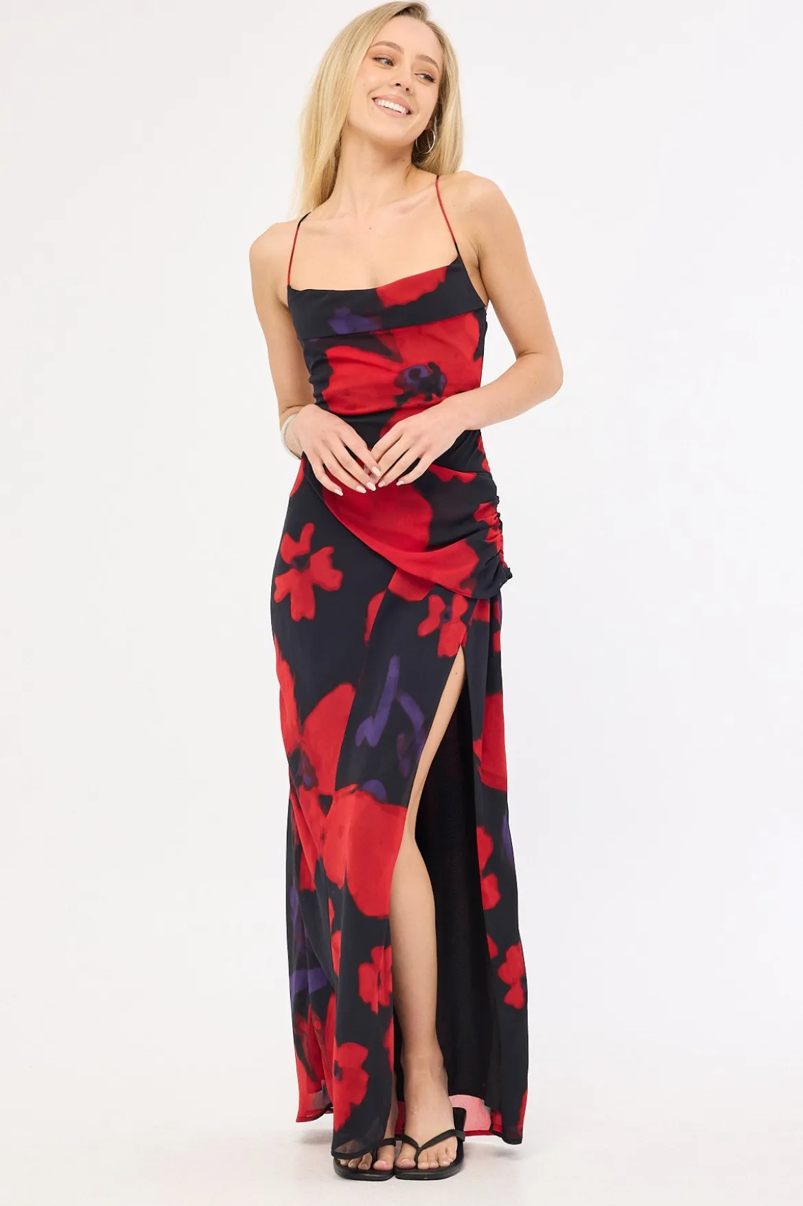 Saskia Chiffon Maxi Dress Black Print