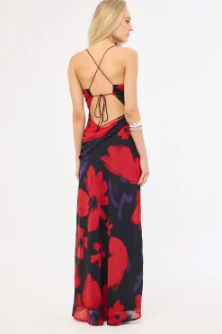 Saskia Chiffon Maxi Dress Black Print