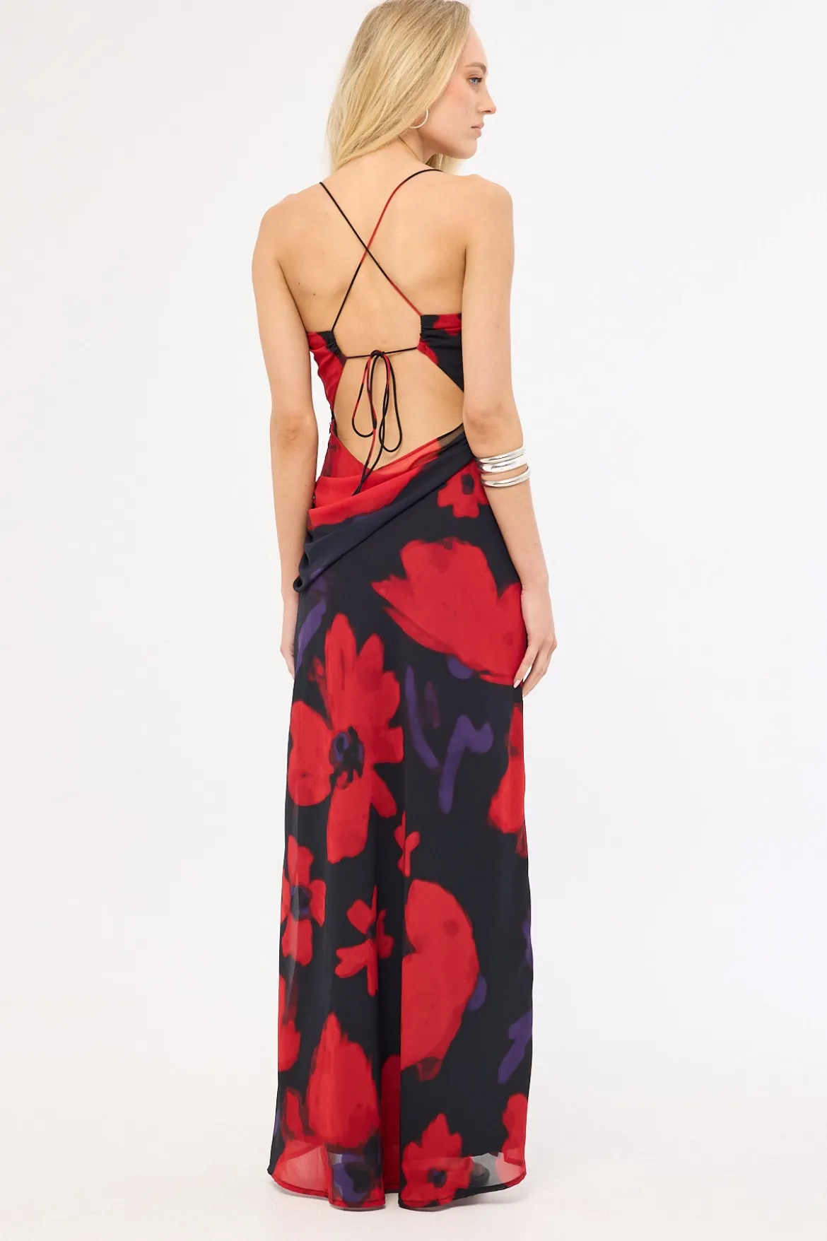 Saskia Chiffon Maxi Dress Black Print