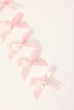 Satin Bow Hair Clip Pack Pink