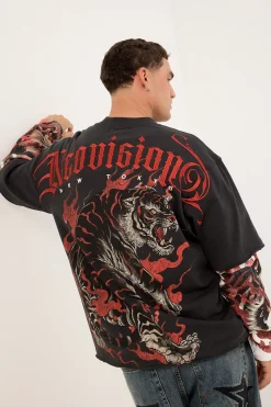 Savage Layered Long Sleeve Tee Night Black