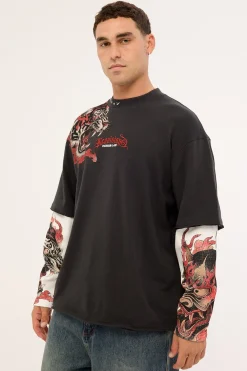 Savage Layered Long Sleeve Tee Night Black