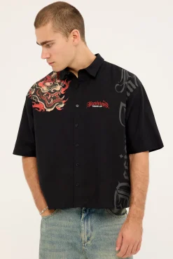 Savage Oversize Cropped Shirt Black