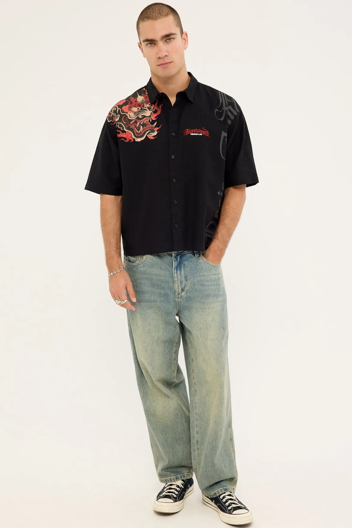 Savage Oversize Cropped Shirt Black