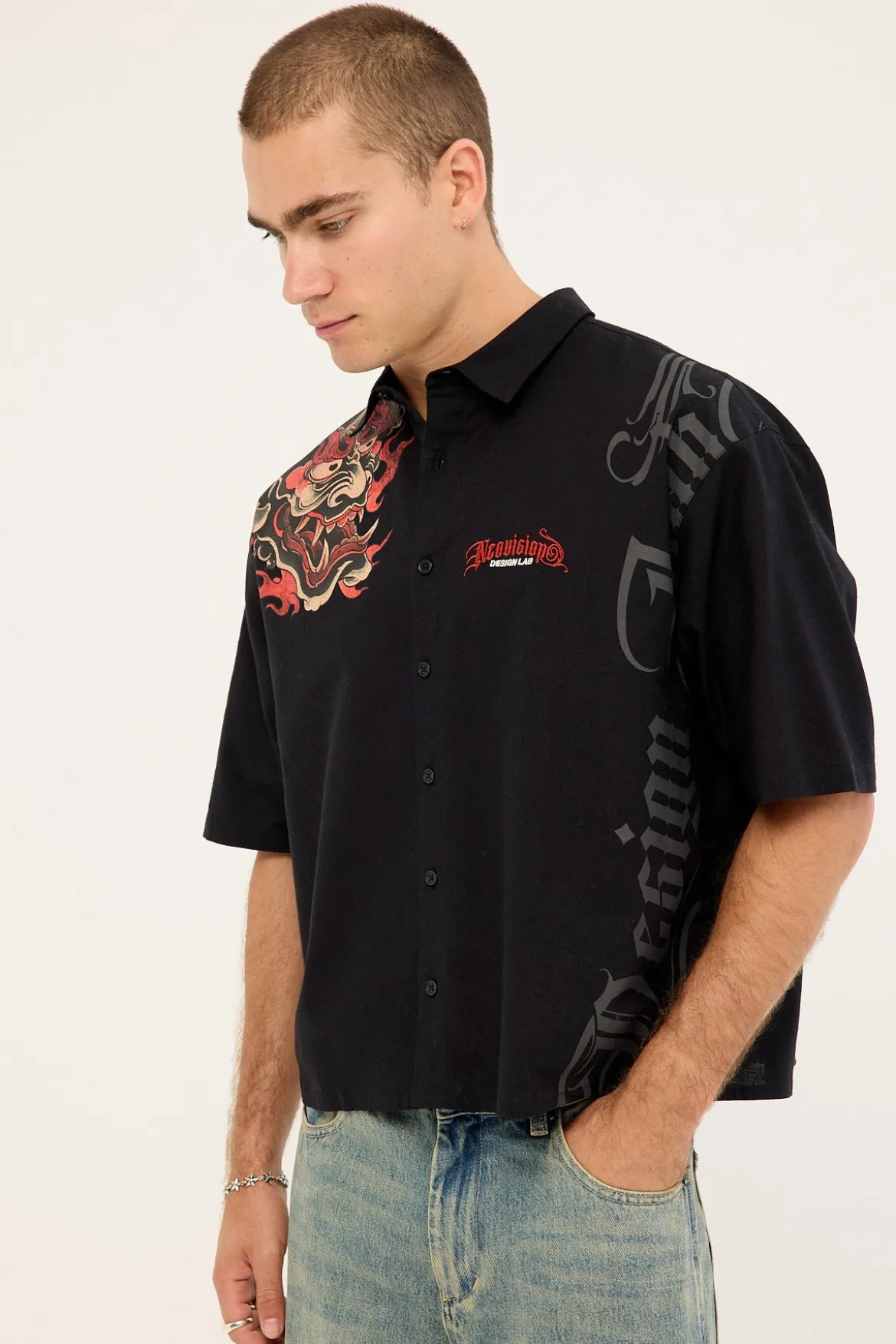 Savage Oversize Cropped Shirt Black