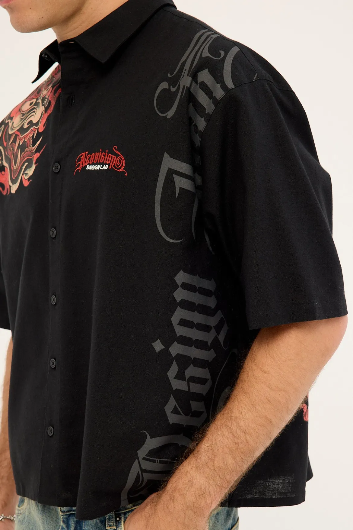 Savage Oversize Cropped Shirt Black