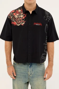 Savage Oversize Cropped Shirt Black