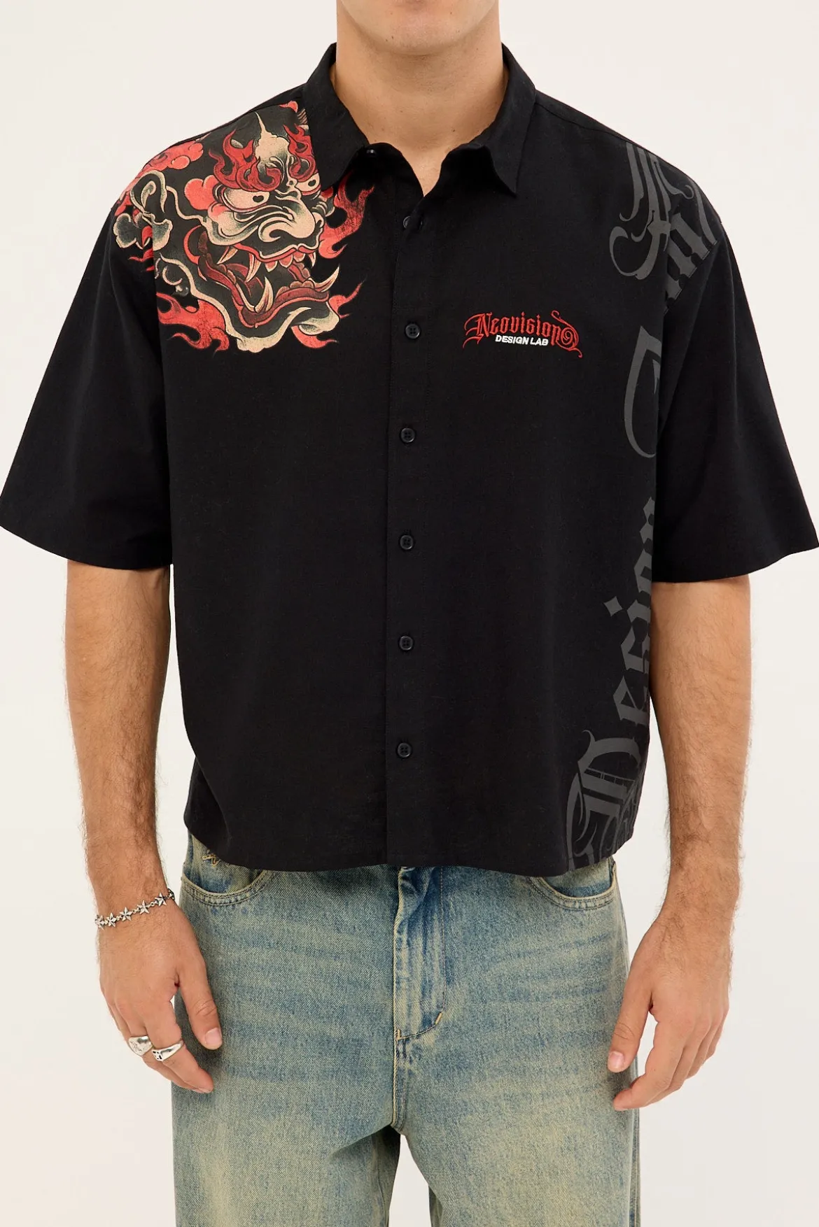 Savage Oversize Cropped Shirt Black
